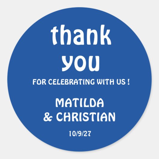 Minimalist Deep Blue Wedding  ラウンドシール (正面)