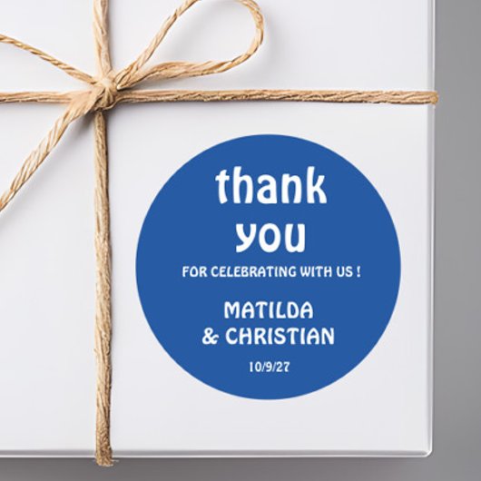 Minimalist Deep Blue Wedding ラウンドシール