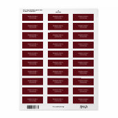 Minimalist Deep Burgundy Red Return Address ラベル (フルシート)