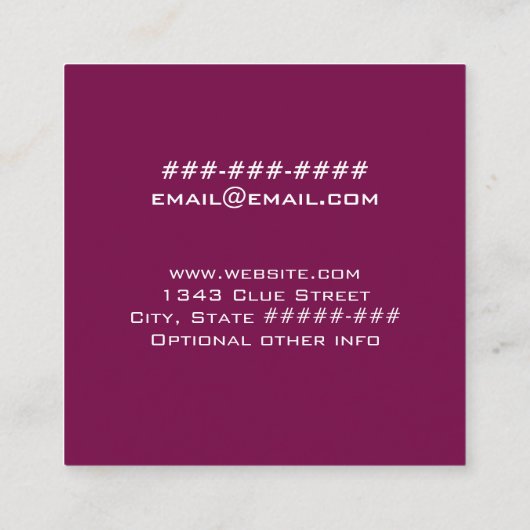 Minimalist Deep Magenta Dandelion Consultant   スクエア名刺 (裏面)