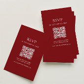 Minimalist Deep Red Wedding RSVP QR Code エンクロージャーカード