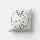 Minimalist Deer Line Art – Forest Animal Art クッション (正面)