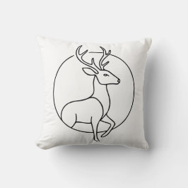 Minimalist Deer Line Art – Forest Animal Art クッション