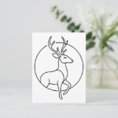 Minimalist Deer Line Art – Forest Animal Art ポストカード (スタンド正面)
