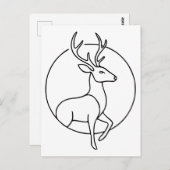 Minimalist Deer Line Art – Forest Animal Art ポストカード (正面/裏面)