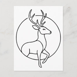 Minimalist Deer Line Art – Forest Animal Art ポストカード