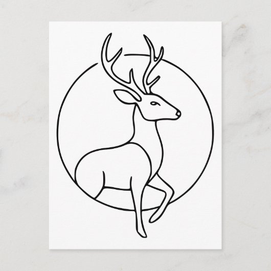 Minimalist Deer Line Art – Forest Animal Art ポストカード (正面)