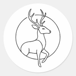 Minimalist Deer Line Art – Forest Animal Art ラウンドシール