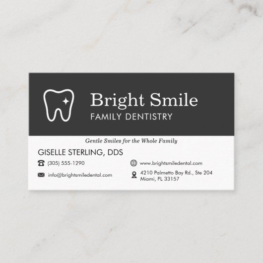 Minimalist Dental Appointment Reminder Tooth Logo 名刺 (正面)