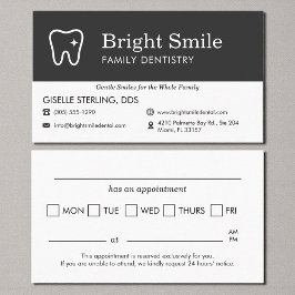 Minimalist Dental Appointment Reminder Tooth Logo 名刺