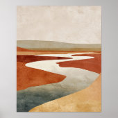 Minimalist Desert River Abstract Wall Art ポスター (正面)