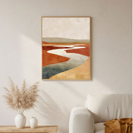 Minimalist Desert River Abstract Wall Art ポスター
