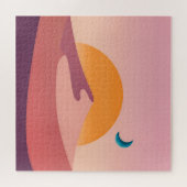 Minimalist Desert Sunset Moon Landscape ジグソーパズル (横)
