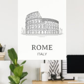 Minimalist Design Rome Coliseum Travel ポスター (ホームオフィス)