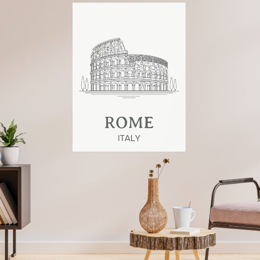 Minimalist Design Rome Coliseum Travel ポスター (リビング3)