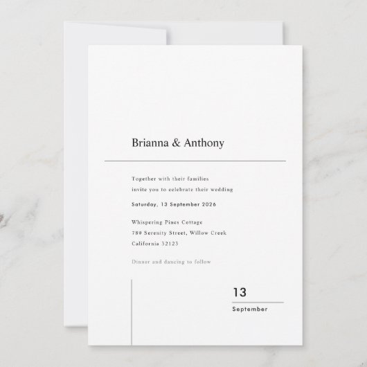 Minimalist Destination Simple Wedding Photo 招待状 (裏面)