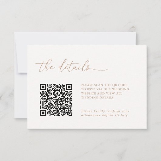 Minimalist Details & QR Code Wedding RSVP Card (正面)