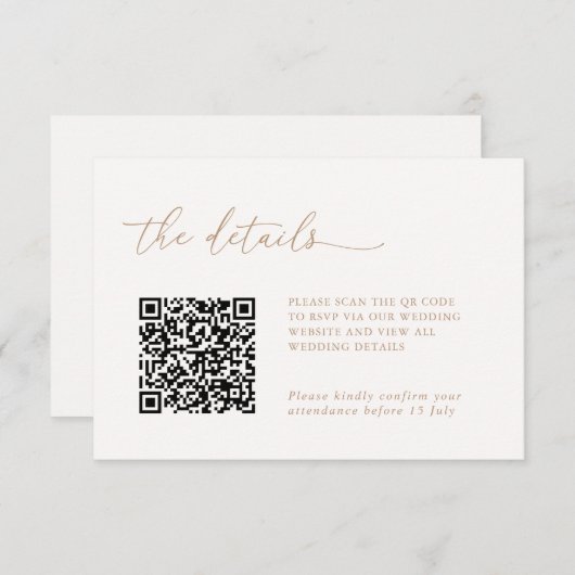 Minimalist Details & QR Code Wedding RSVP Card (正面/裏面)