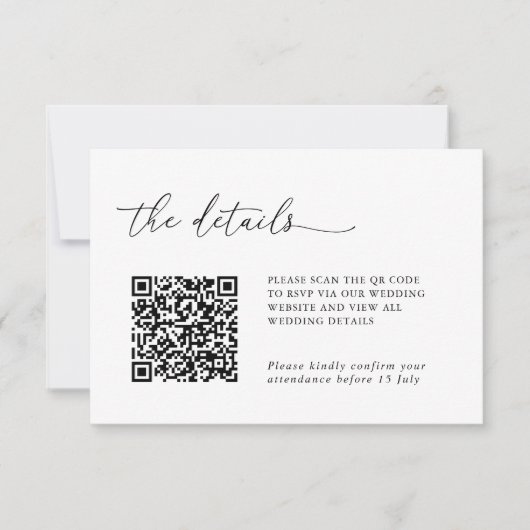 Minimalist Details & QR Code Wedding RSVP Card (正面)
