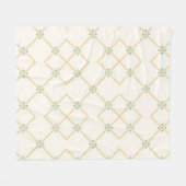 Minimalist Diamond Grid with Dots フリースブランケット (正面(横))