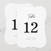 Minimalist Die Cut Script Wedding Table Number 招待状 (正面/裏面)