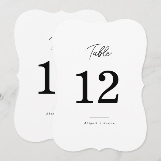 Minimalist Die Cut Script Wedding Table Number 招待状 (正面/裏面)