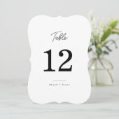 Minimalist Die Cut Script Wedding Table Number 招待状 (スタンド正面)