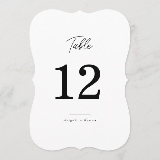Minimalist Die Cut Script Wedding Table Number 招待状 (裏面)