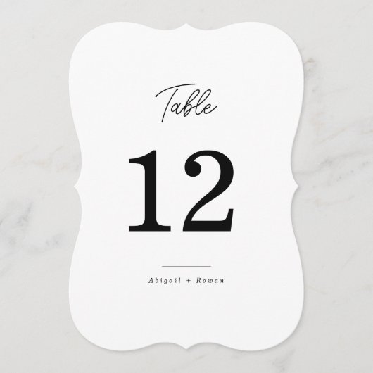 Minimalist Die Cut Script Wedding Table Number 招待状 (正面)