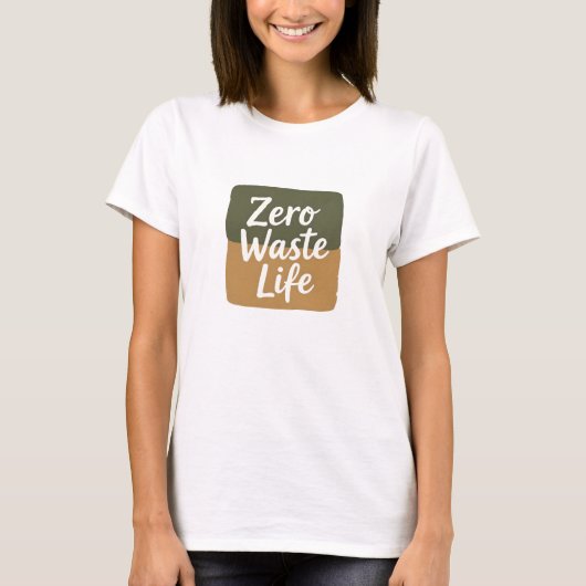 Minimalist Digital Graphic “Zero Waste Life” Handw Tシャツ (正面)