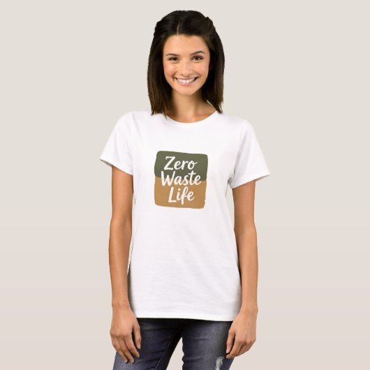 Minimalist Digital Graphic “Zero Waste Life” Handw Tシャツ (正面フル)