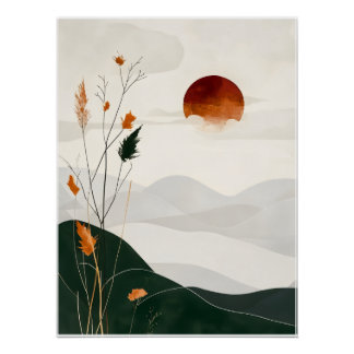Minimalist digital poster "Abstract Sunset"   ポスター