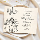 Minimalist dinner table baby shower 招待状