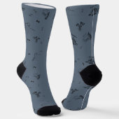 Minimalist Dino Crew Socks for Adults - Slate Blue ソックス (傾斜あり)