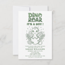 minimalist Dinosaur Baby Shower party boy Roar 招待状