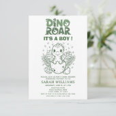 minimalist Dinosaur Baby Shower party boy Roar 招待状 (スタンド正面)