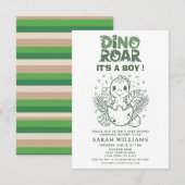 minimalist Dinosaur Baby Shower party boy Roar 招待状 (正面/裏面)