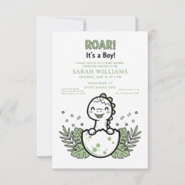 minimalist Dinosaur Baby Shower party boy Roar 招待状