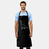 Minimalist Dinosaur Line Art – Cute Brachiosaurus エプロン (着用した状態)