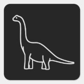Minimalist Dinosaur Line Art – Cute Brachiosaurus スクエアシール (正面)