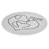 Minimalist Dog and Cat Heart - One Line Art Design カッティングボード (角)