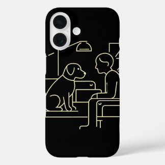 Minimalist Dog and Human Line Art – Modern Pet Lov iPhone 16ケース