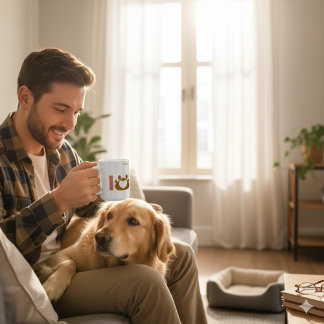 Minimalist Dog Dad Mug | Paw Print Heart コーヒーマグカップ