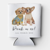 Minimalist Dog Pet Photo Wedding 缶クーラー (正面)