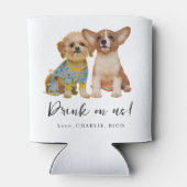 Minimalist Dog Pet Photo Wedding 缶クーラー (裏面)