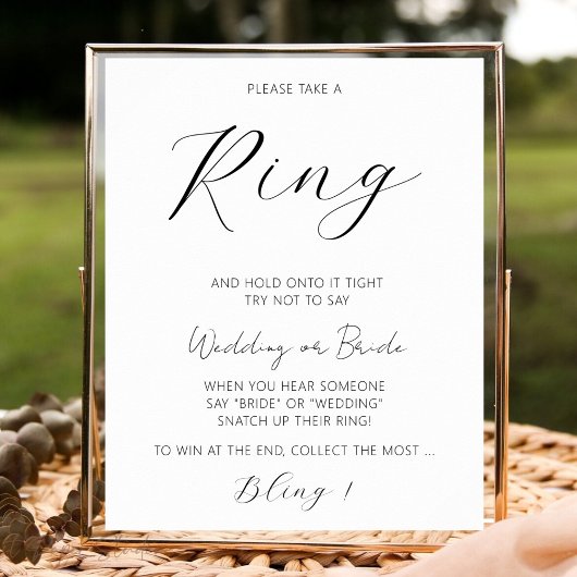 Minimalist Don't Say Bride Game Bridal Shower Ring ポスター