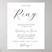 Minimalist Don't Say Bride Game Bridal Shower Ring ポスター (正面)