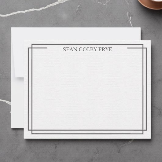 Minimalist Double Border Note Card Grey Stationery ノートカード