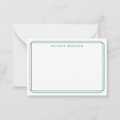 Minimalist Double Curve Forest Green Border Name ノートカード (正面)