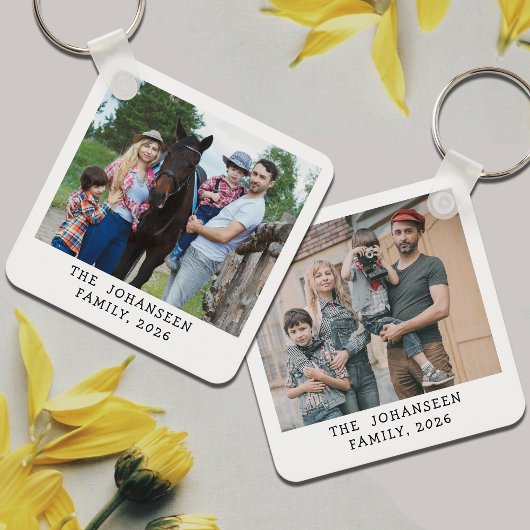 Minimalist Double Sided Family Photos Keepsake キーホルダー